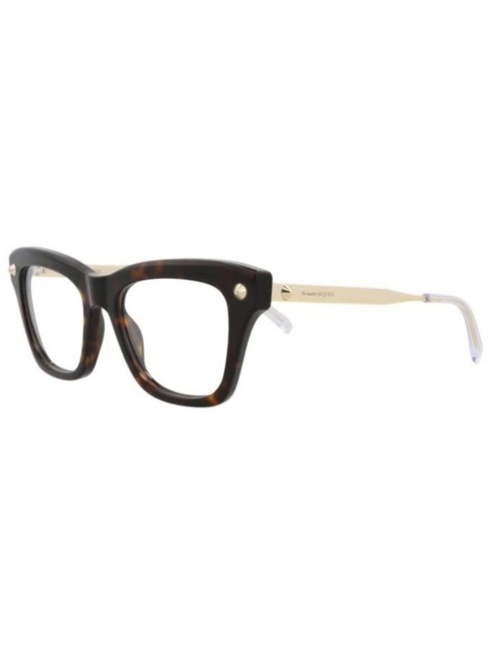 New Alexander McQueen Womens Square/Rectangle Havana Gold Transparent Fashion De